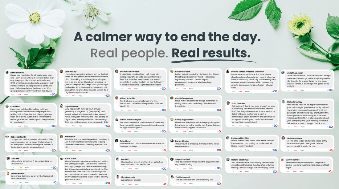A collage of real GoCalm customer reviews