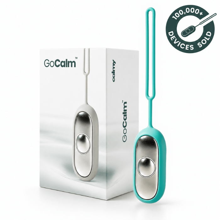 GoCalm device with packaging on a white background