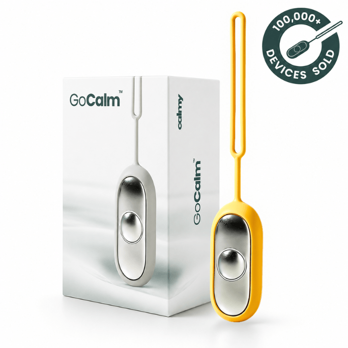 GoCalm device with packaging on a white background