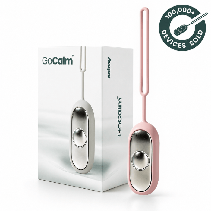 GoCalm device with packaging on a white background
