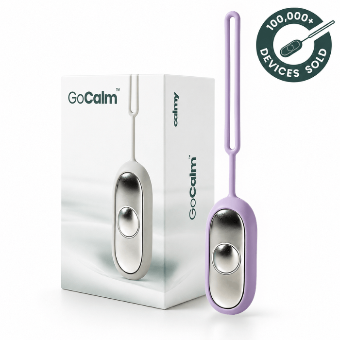 GoCalm device with packaging on a white background