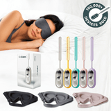 GoCalm device with packaging on a white background alongside the Comfort Sleep Mask as a bundle package